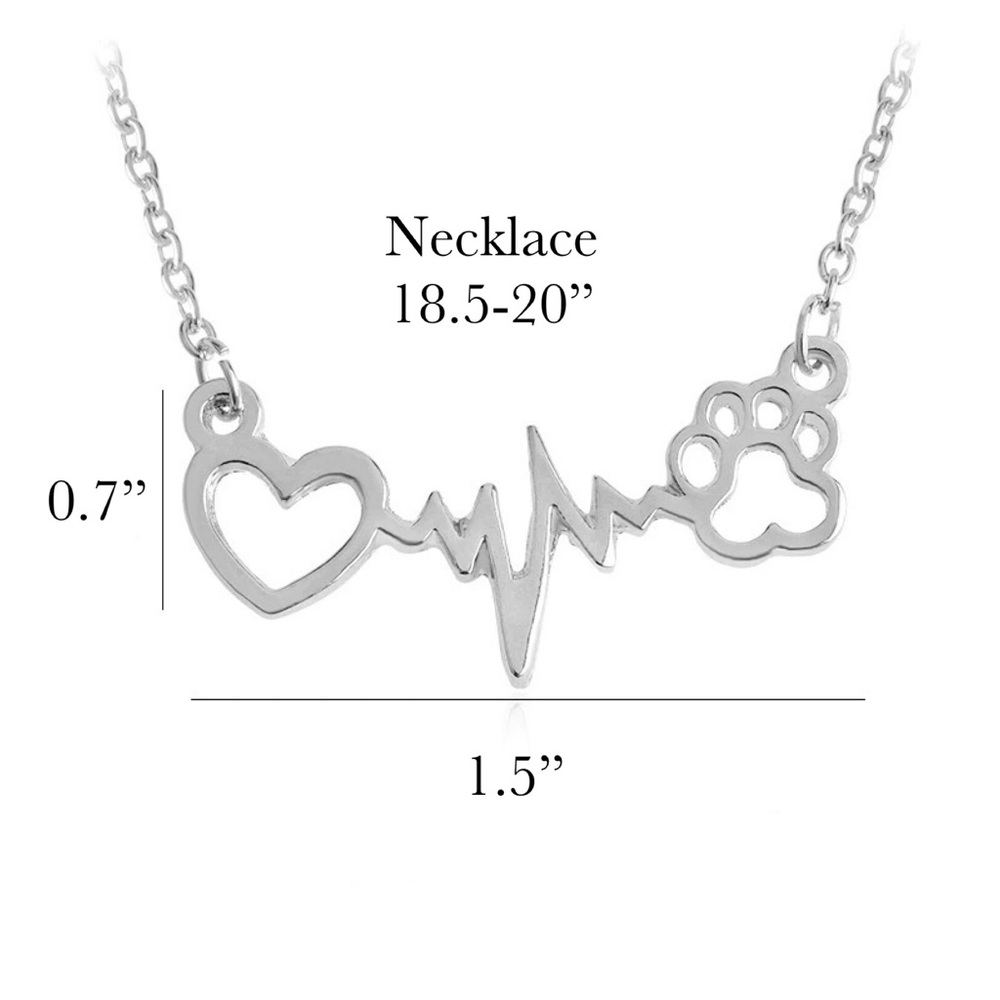 Animal Paw Print Heartbeat Necklace - Picture 7 of 7